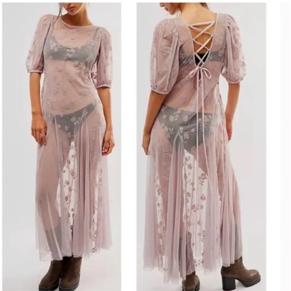 Free People Dresses & Skirts - Free people viola sheet floral velvet burnout beaded maxi dress small